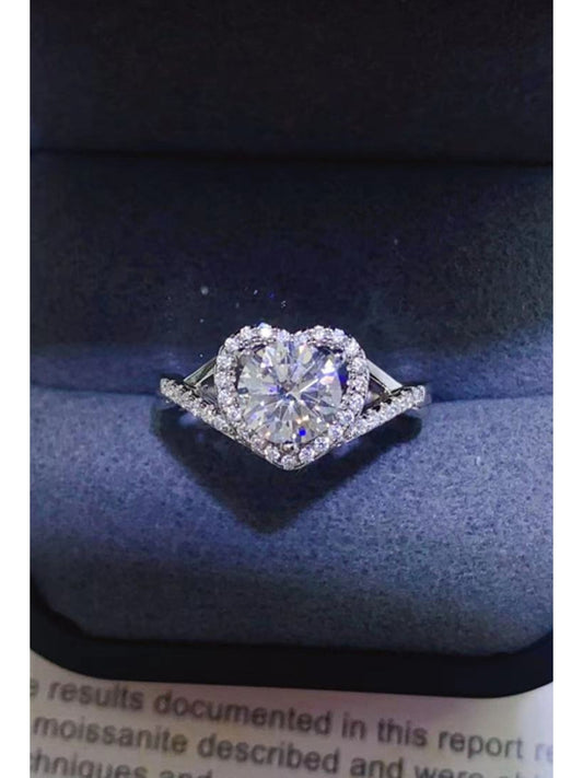 NicholesGifts Women Adored 1 Carat Moissanite 925 Sterling Silver Heart Ring
