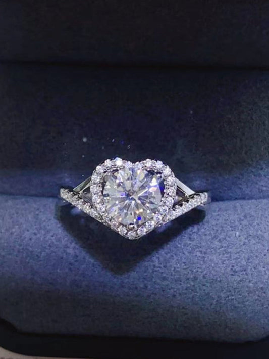 Women Adored 1 Carat Moissanite 925 Sterling Silver Heart Ring nicholesgifts