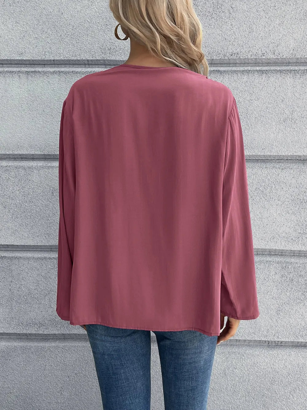 Ivy Lane Half Button Long Sleeve Blouse NicholesGifts