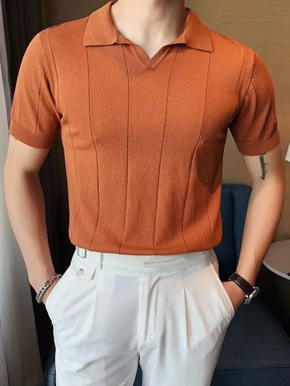 Men's Plus Size Collared Neck Short Sleeve Polo