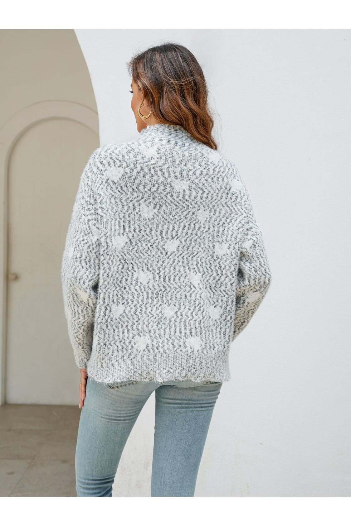 Women Heart Mock Neck Sweater NicholesGifts