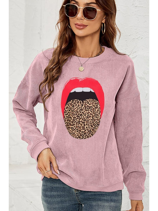 Women Round Neck Dropped Shoulder Mama Graphic Sweatshirt