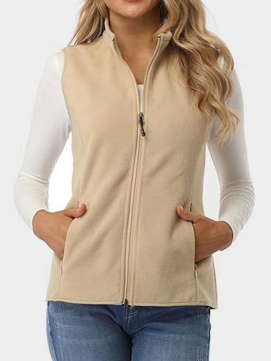 Zip Up Turtleneck Vest with Pockets nicholesgifts