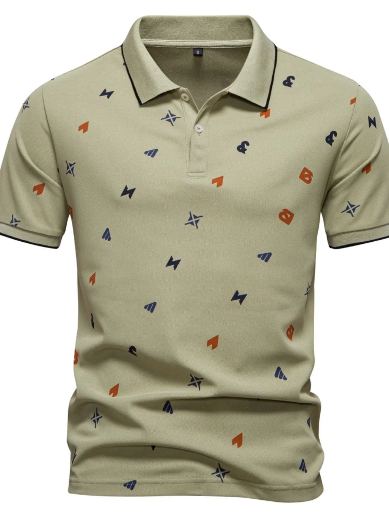 Men's Geometric Print Short Sleeve Polo Shirt