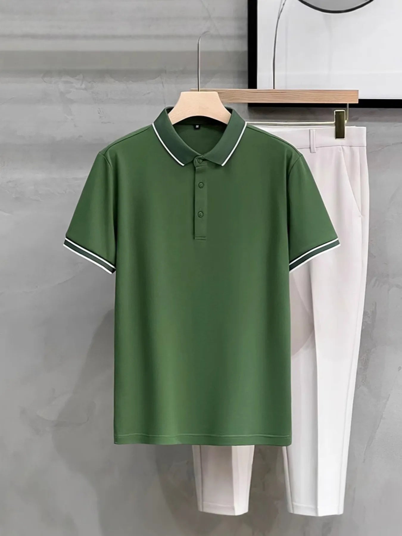 Men's Plus Size Contrast Trim Short Sleeve Polo