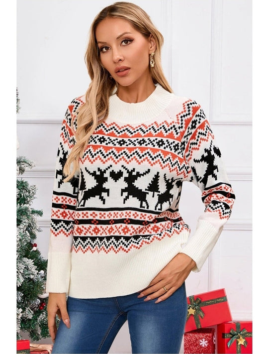 NicholesGifts Women Angel Wings Reindeer Round Neck Long Sleeve Sweater