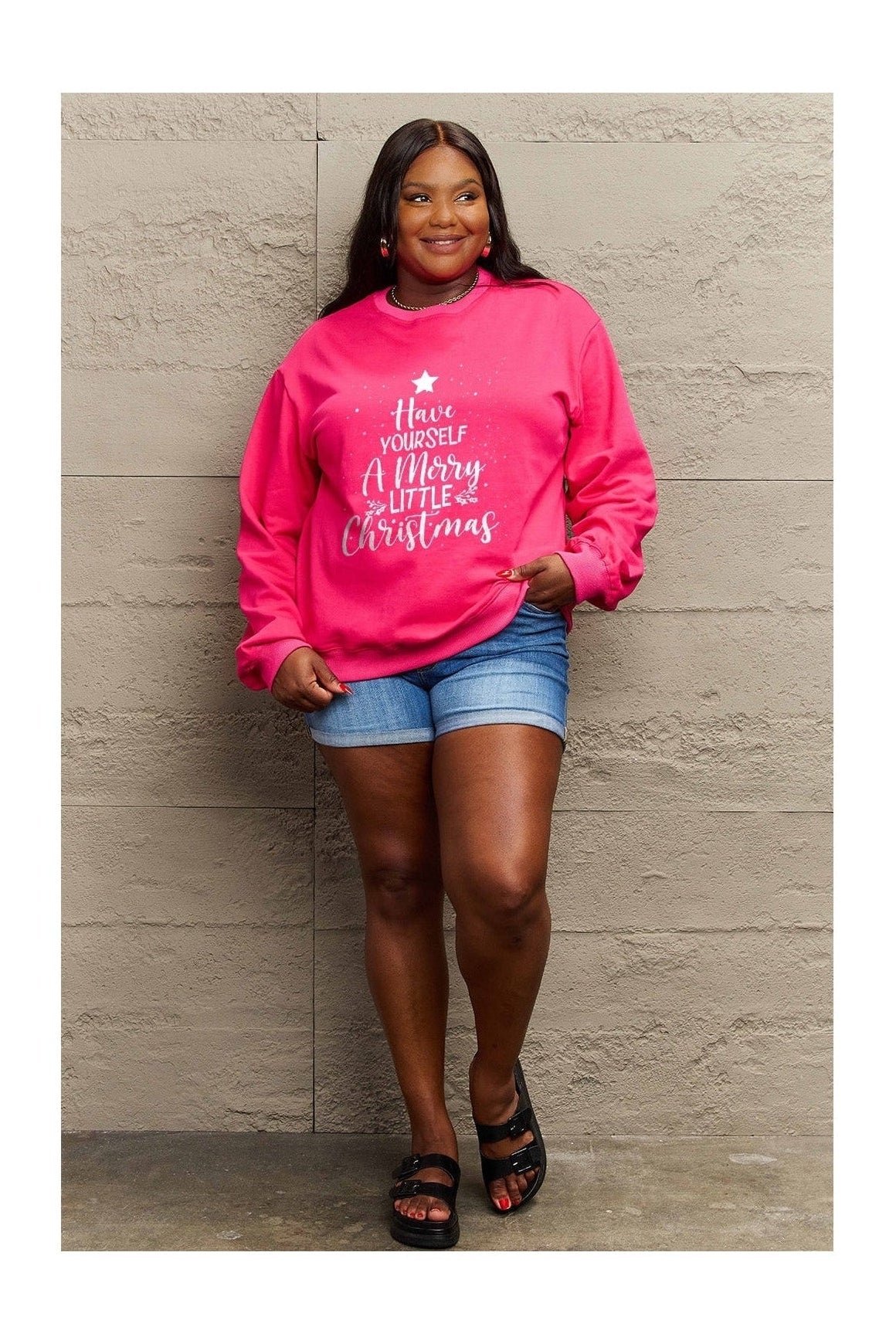 Simply Love Full Size HAVE YOURSELF A MERRY LITTLE CHRISTMAS Round Neck Sweatshirt