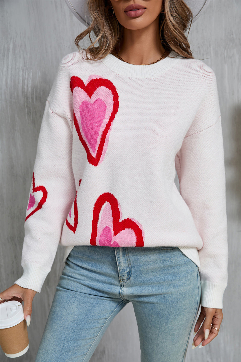 NicholesGifts Women Angel Wings Heart Round Neck Long Sleeve Sweater NicholesGifts