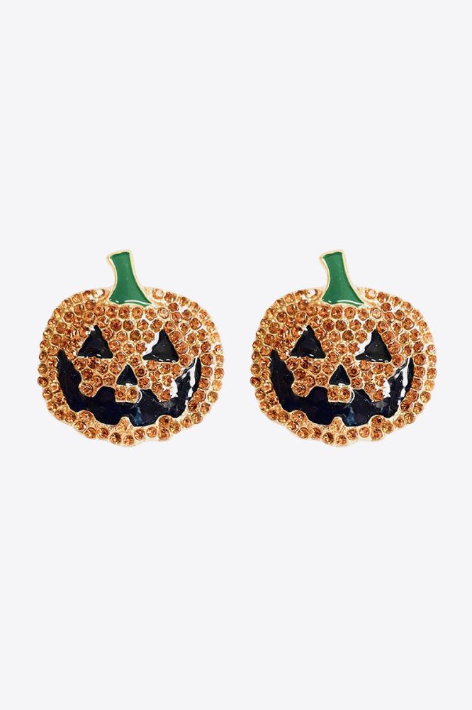 Women Demon Pumpkin Rhinestone Alloy Earrings NicholesGifts