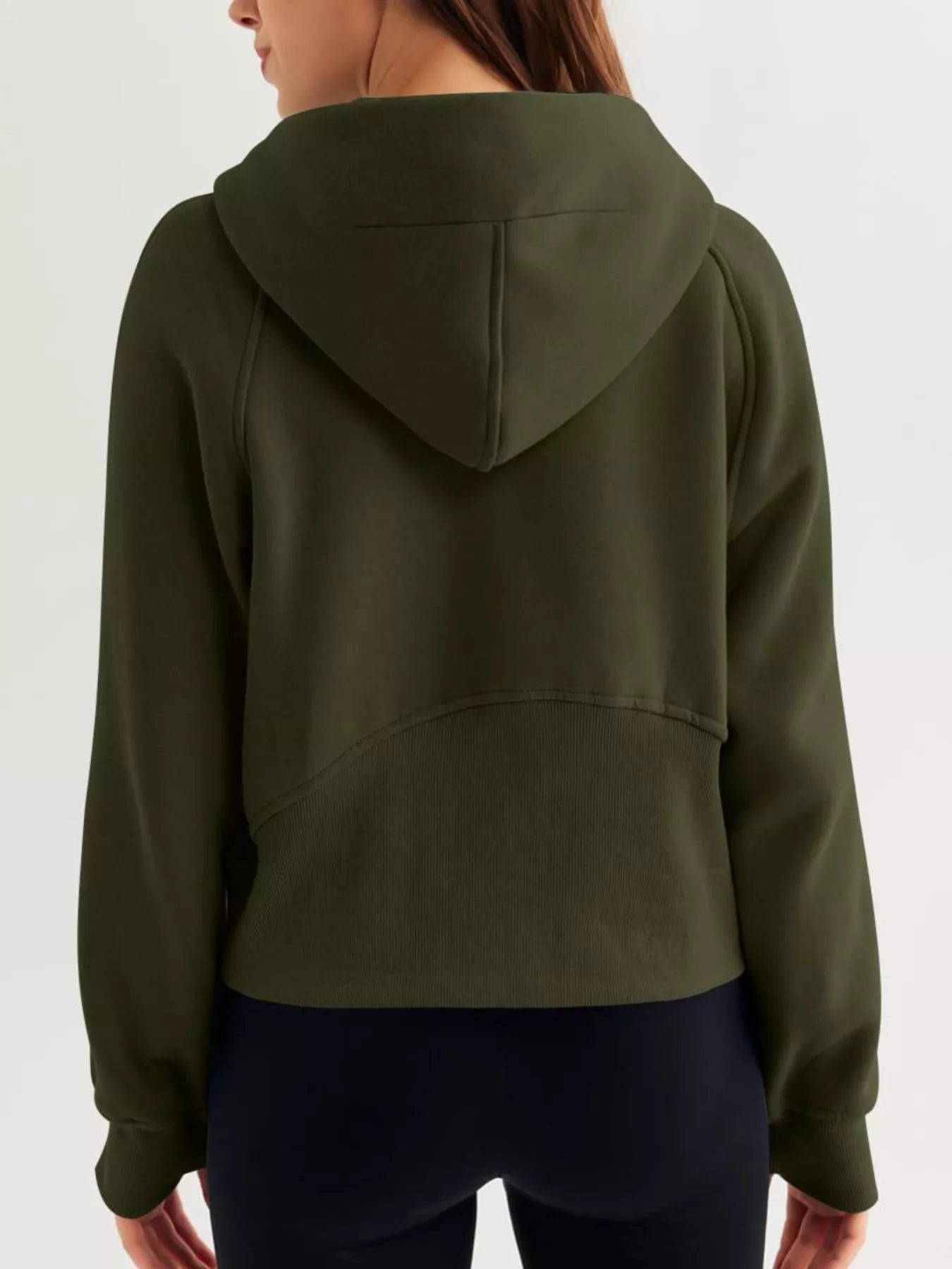 Half Zip Raglan Sleeve Hoodie Trendsi