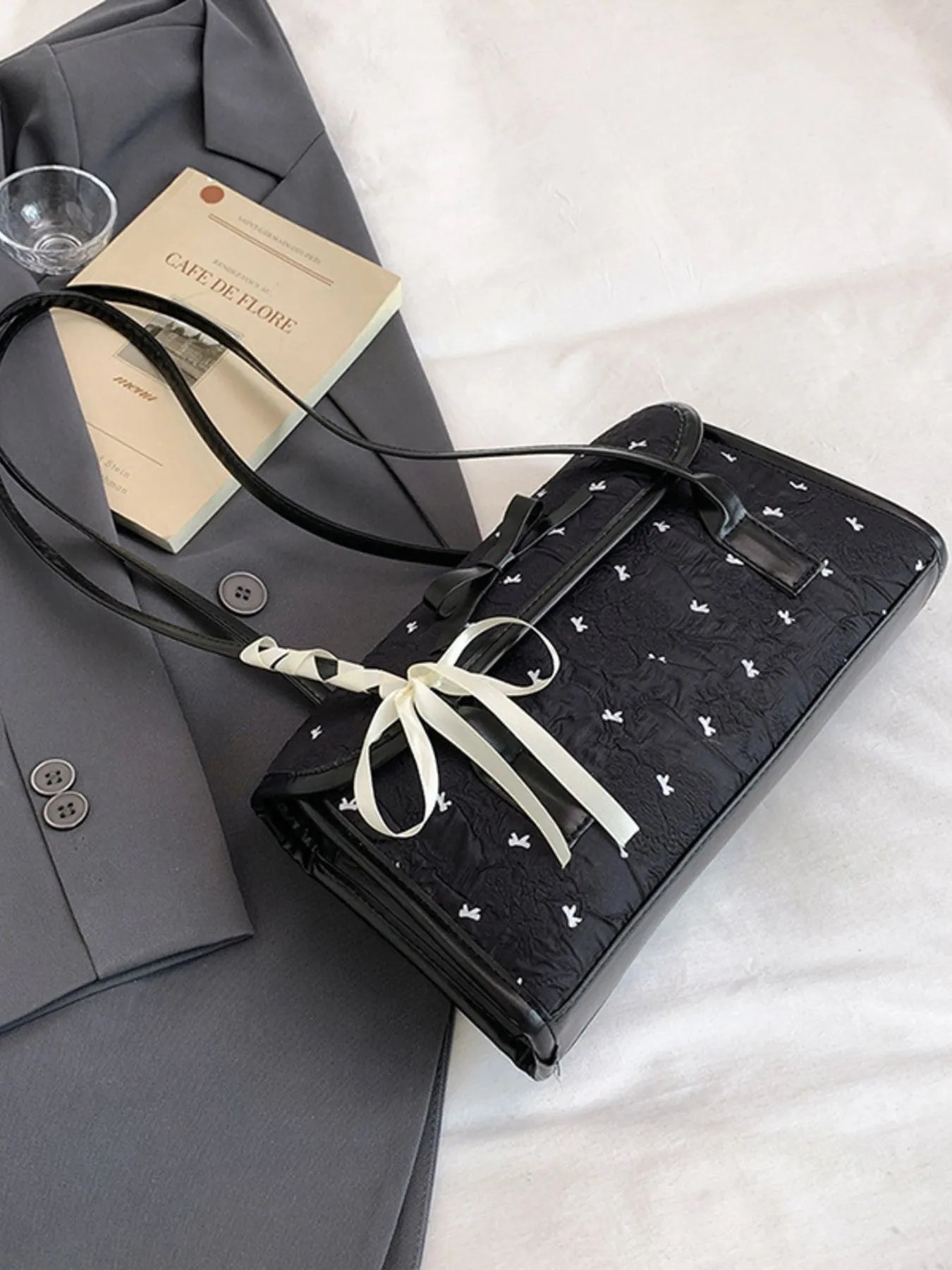 Bow PU Leather Shoulder Bag Trendsi