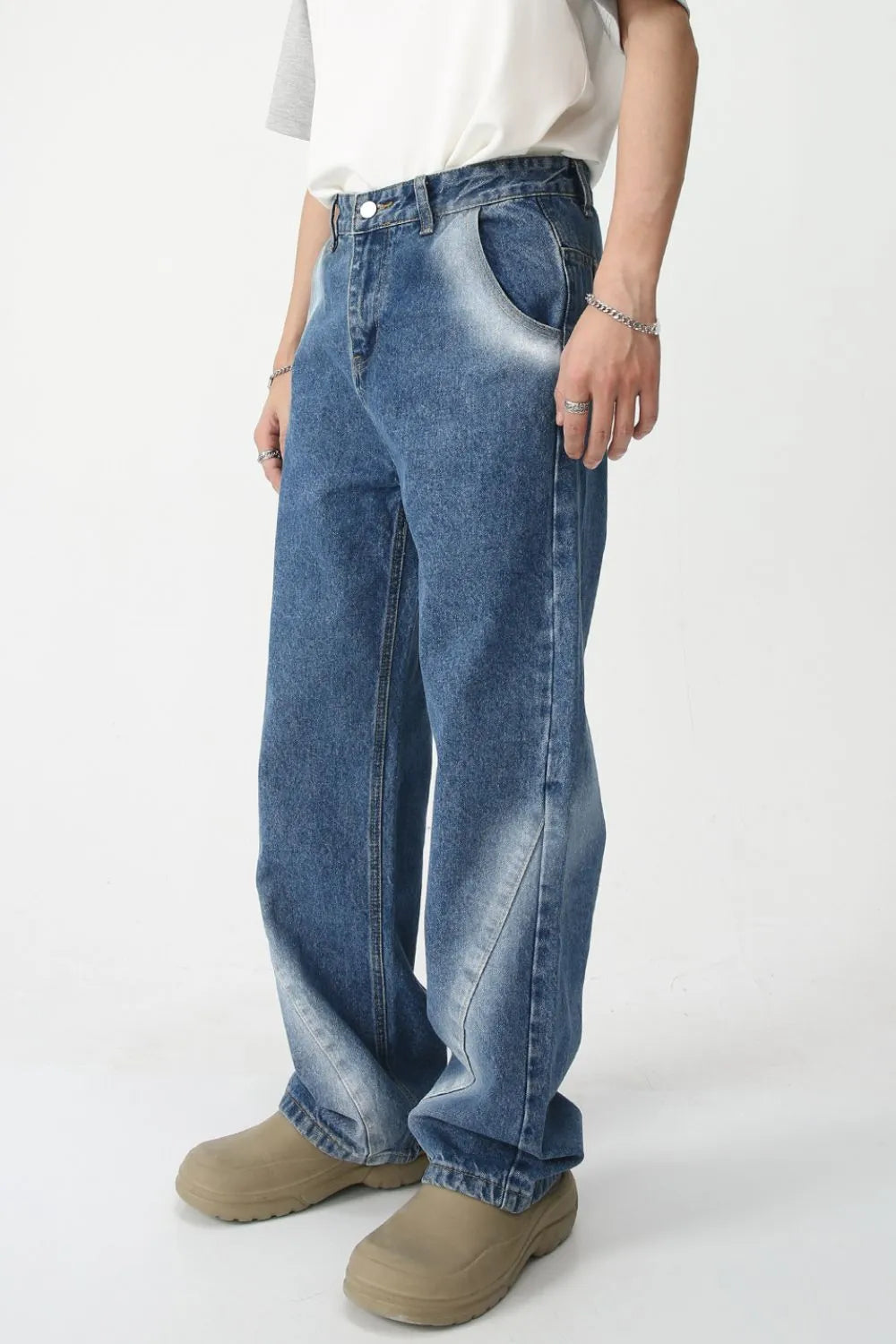 Men's Tie-Dye Washed Straight Leg Jeans