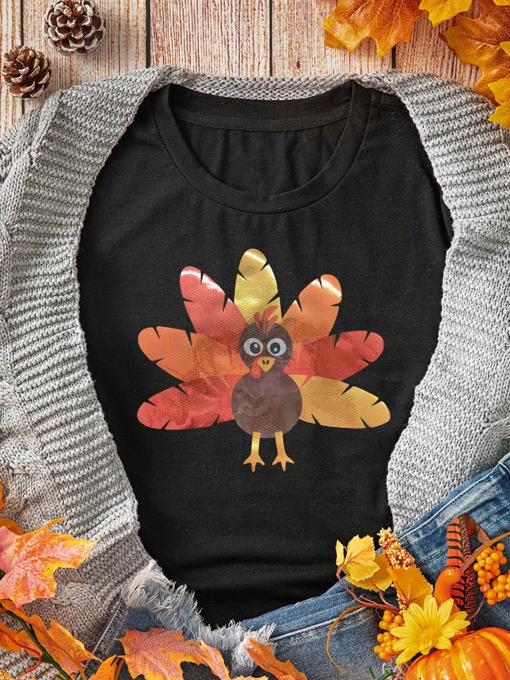 Graphic Round Neck Short Sleeve T-Shirt