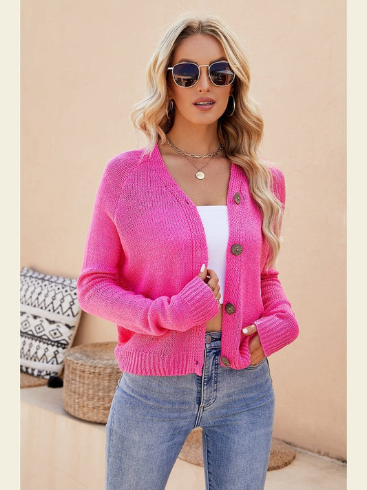 NicholesGifts Women Button Up V-Neck Long Sleeve Cardigan