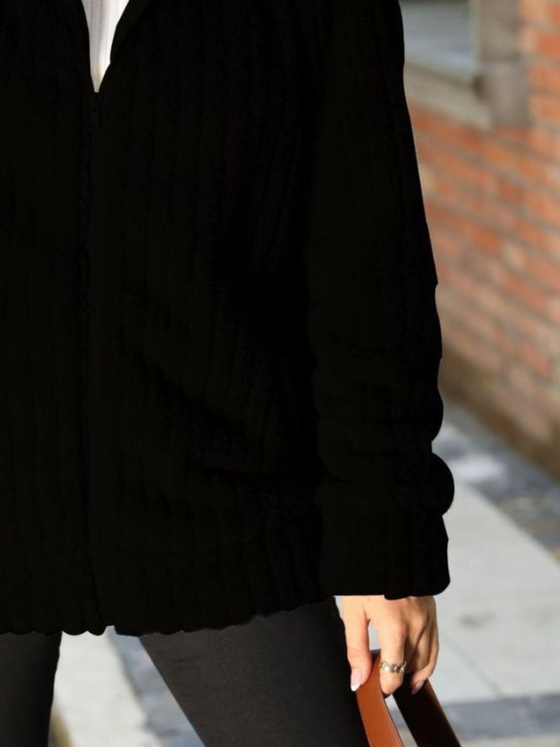 NicholesGifts Women Zip-Up Collared Ribbed Jacket NicholesGifts