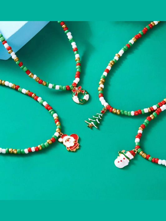 Christmas Themed Beaded Pendant Necklace NicholesGifts