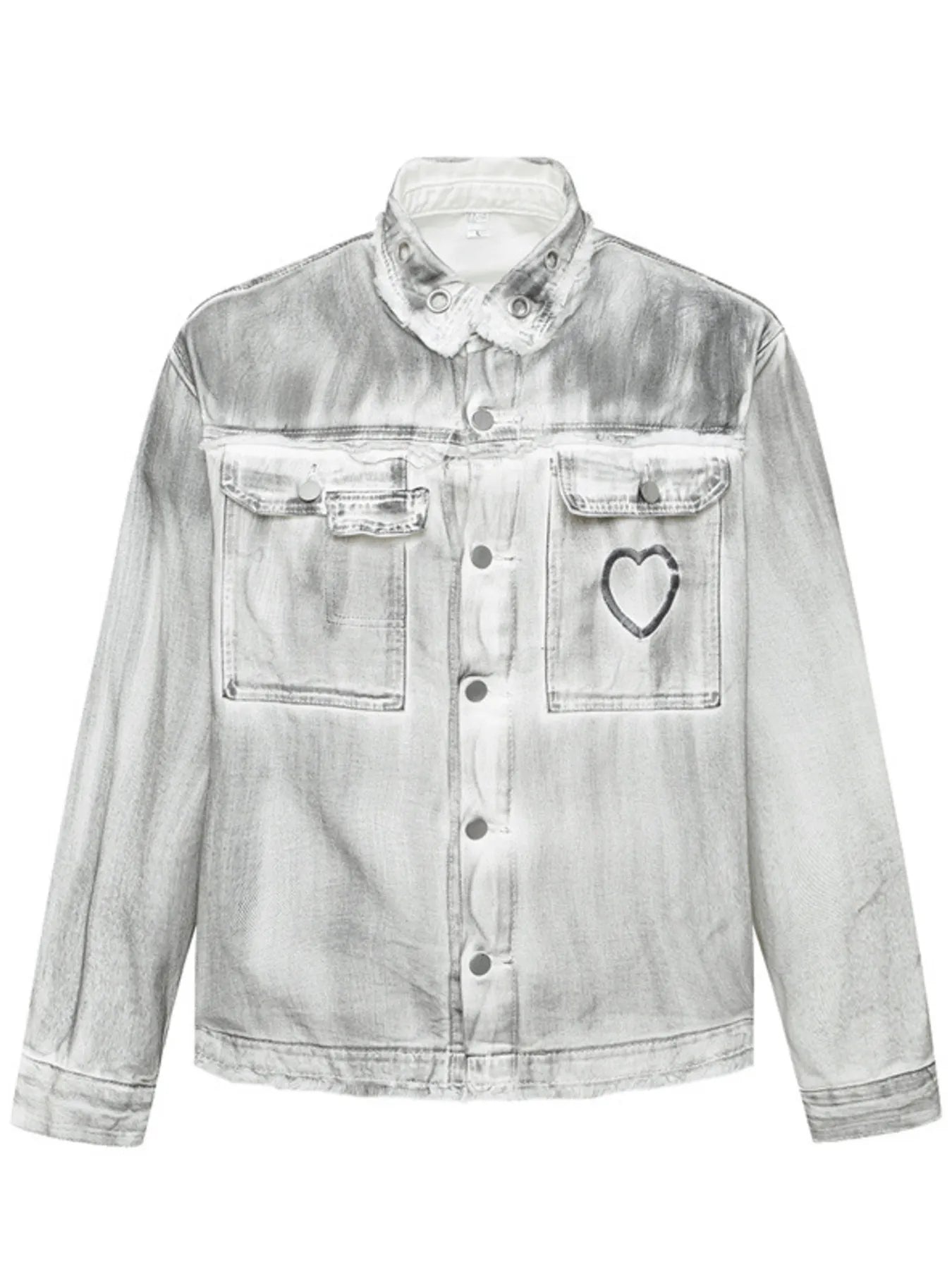Men's Plus Size Wash Button Up Long Sleeve Denim Jacket Trendsi