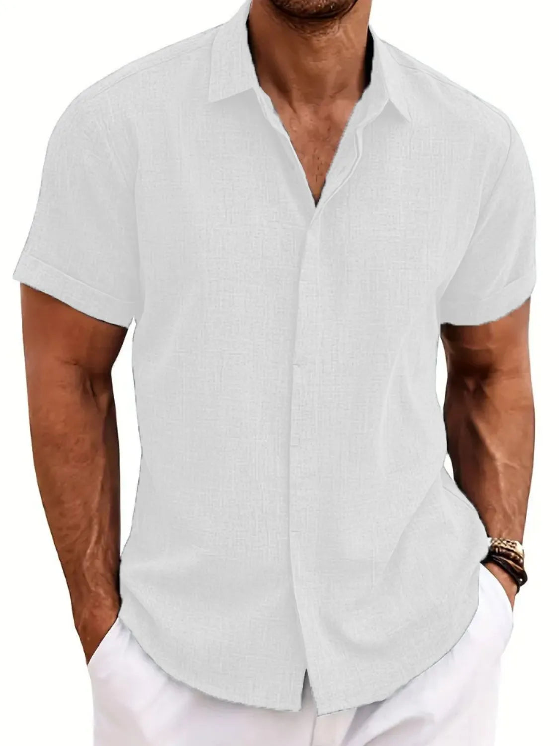 Men's Full Size Collared Neck Short Sleeve Shirt Plus Size NicholesGifts