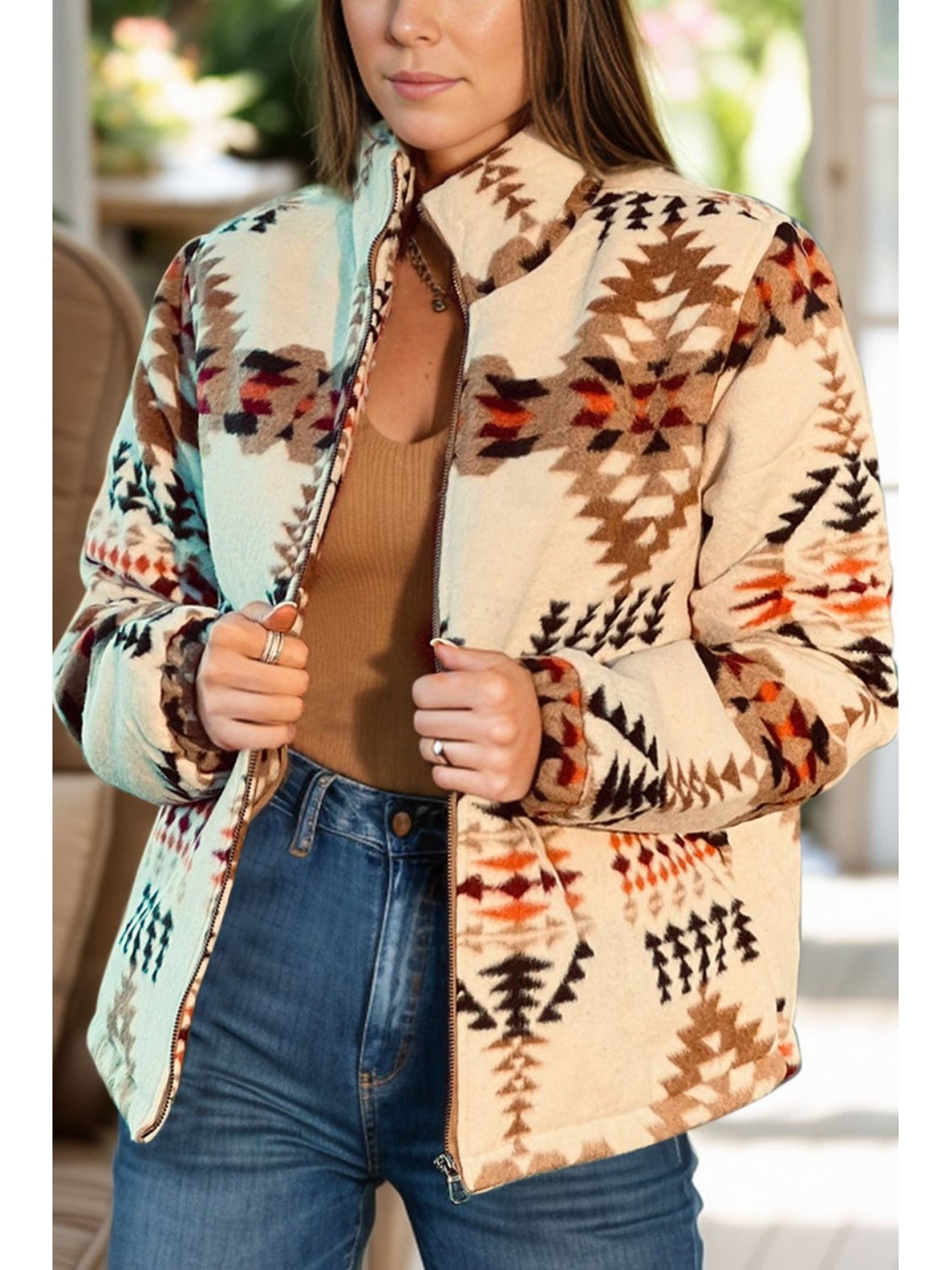 Zip Up Mock Neck Jacket NicholesGifts