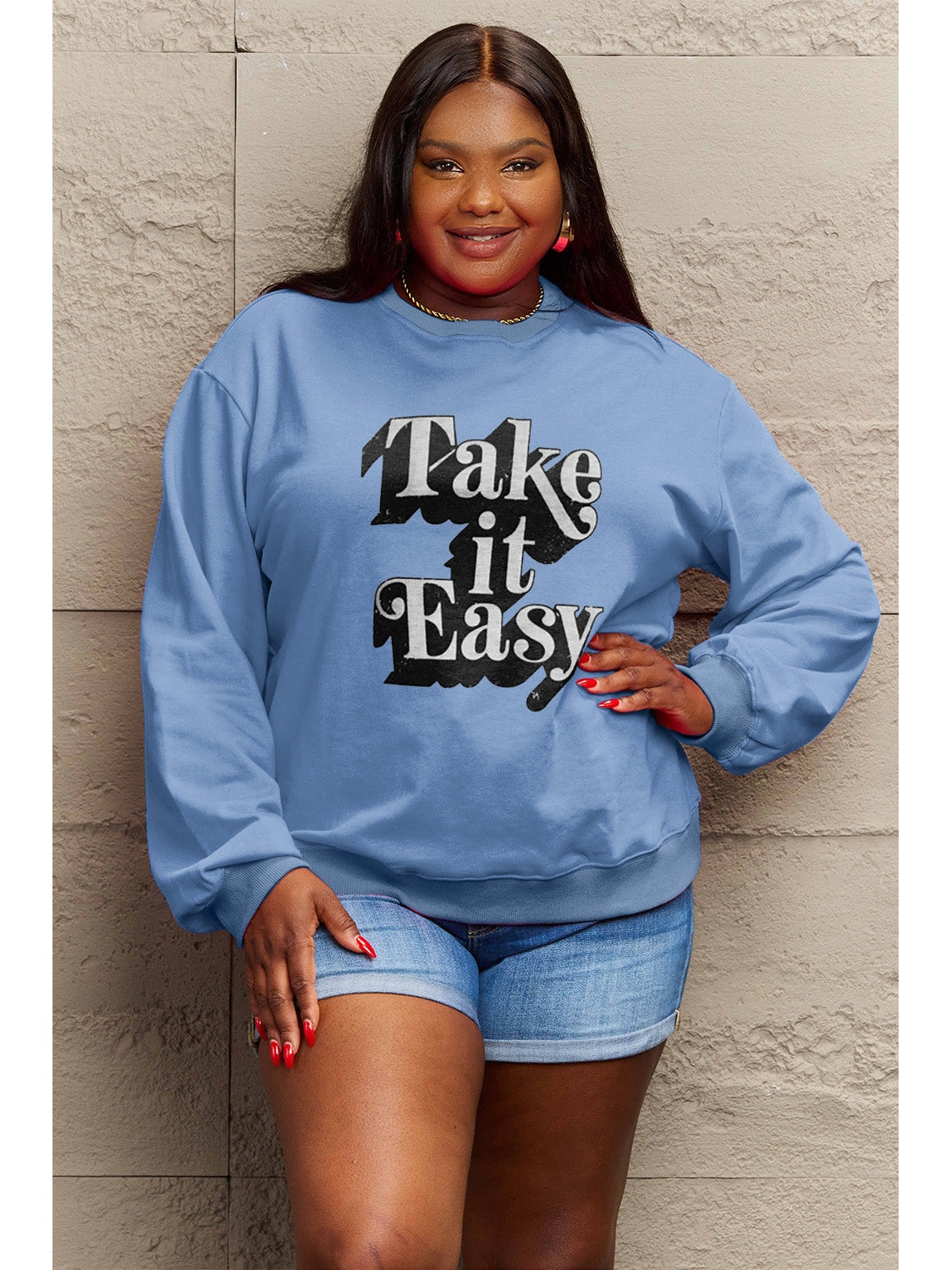 Simply Love Full Size TAKE IT EASY Graphic Sweatshirt NicholesGifts