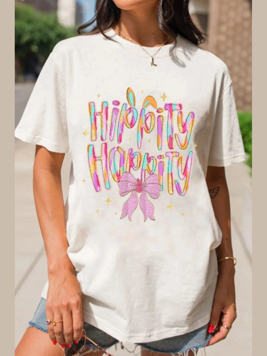 HIPPITY HOPPITY Round Neck Short Sleeve T-Shirt nicholesgifts