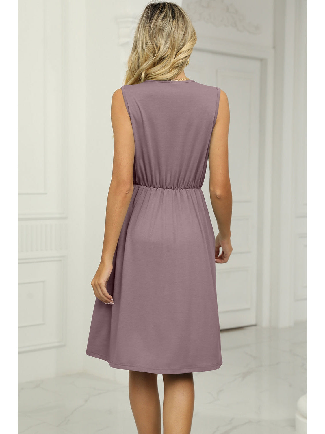 Women Pocketed V-Neck Wide Strap Dress NicholesGifts