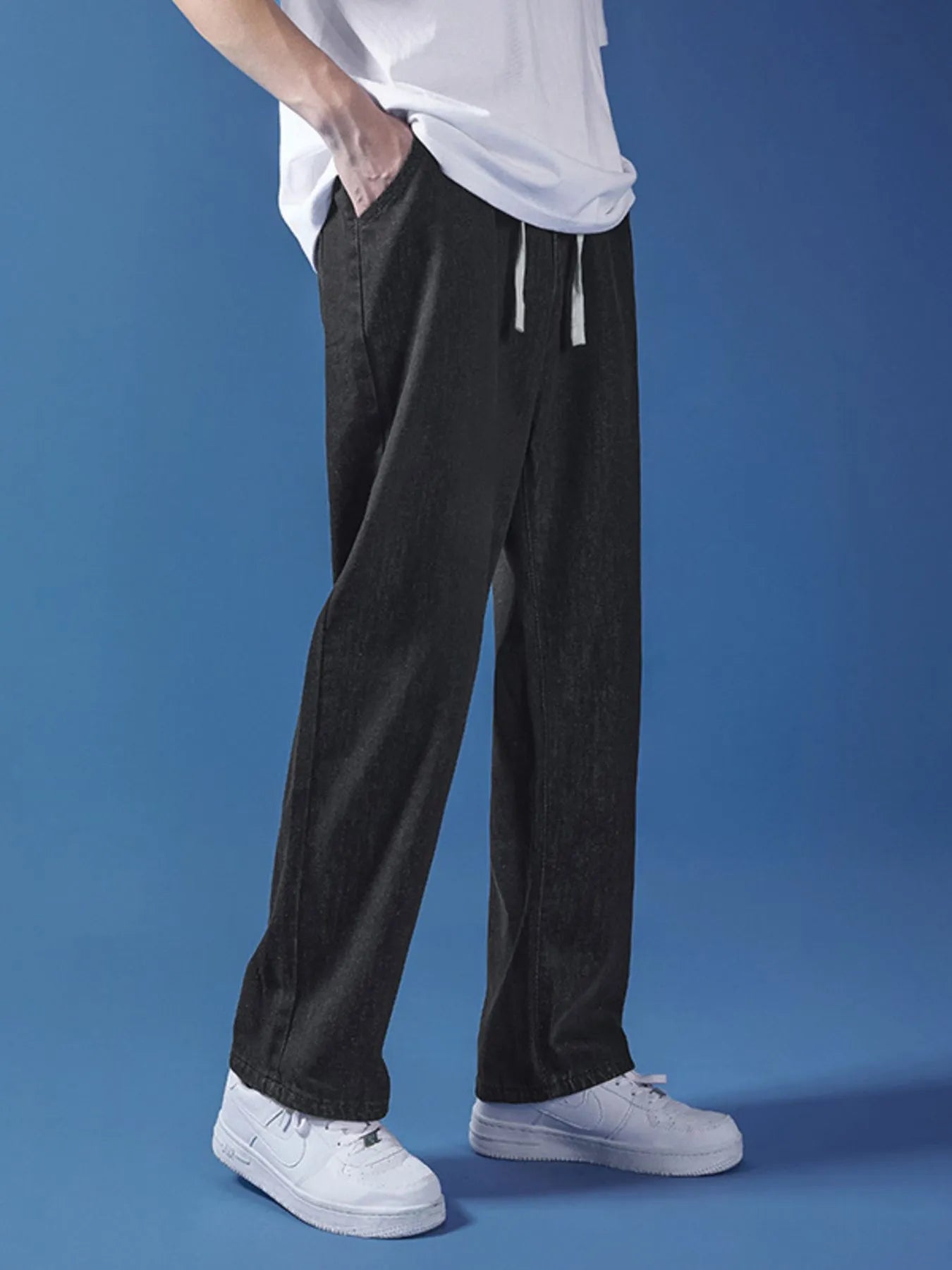 Men's Full Size Drawstring Relaxed Fit Jeans Plus Size