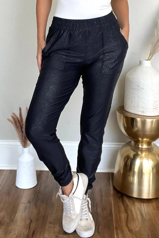 Women Elastic Waist Joggers with Pockets