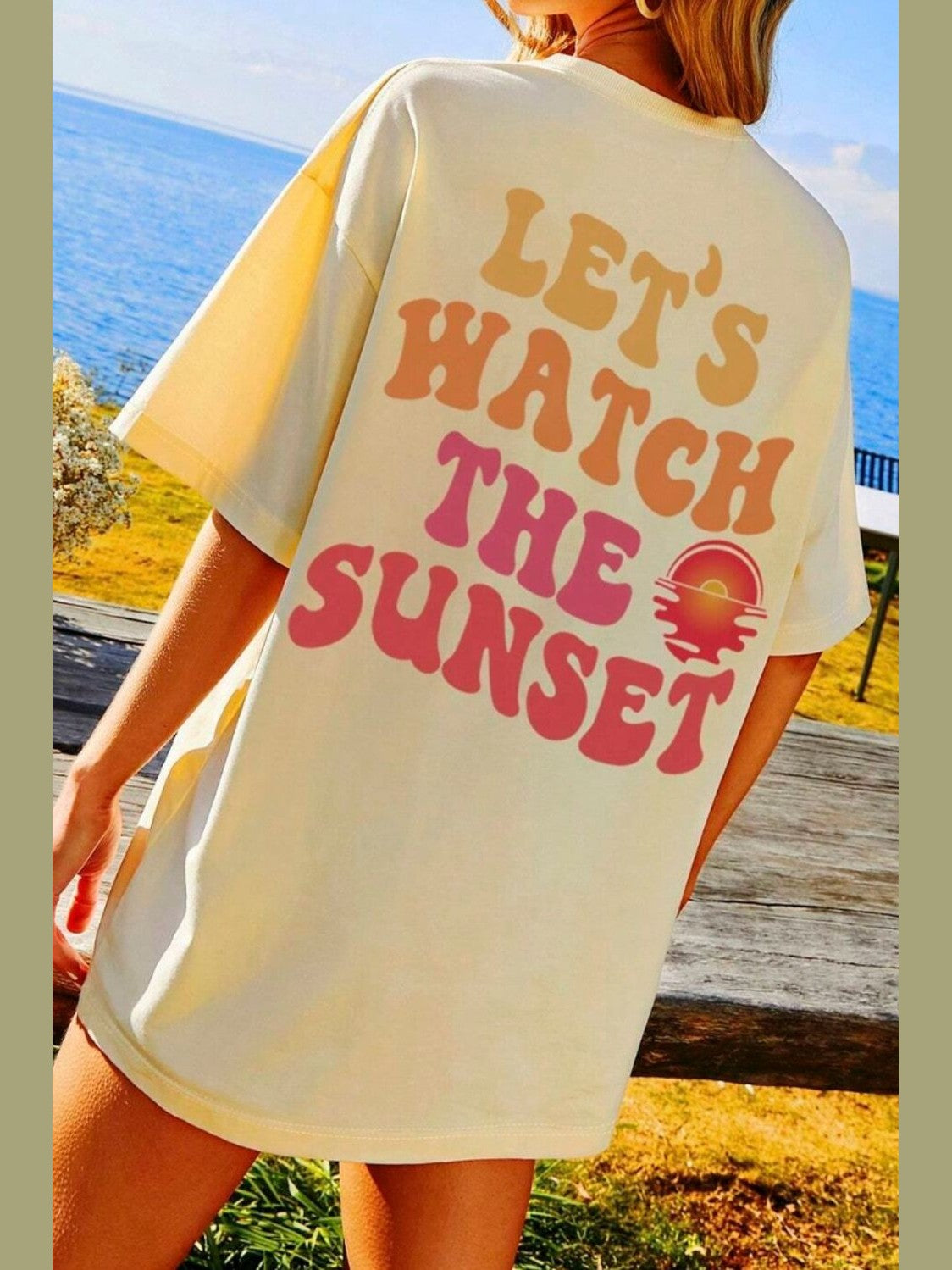 Women Let's Watch The Sunset Round Neck Short Sleeve T-Shirt NicholesGifts
