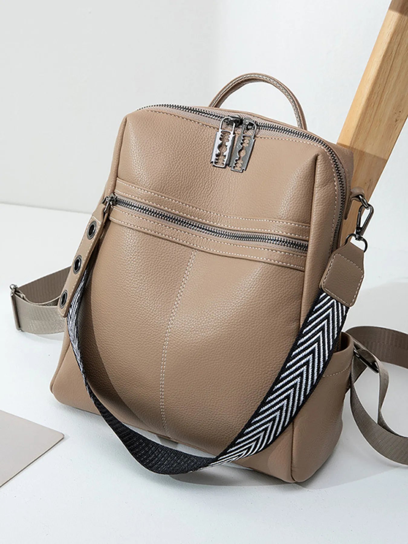 Leather Multi-Compartment Backpack Bag Trendsi