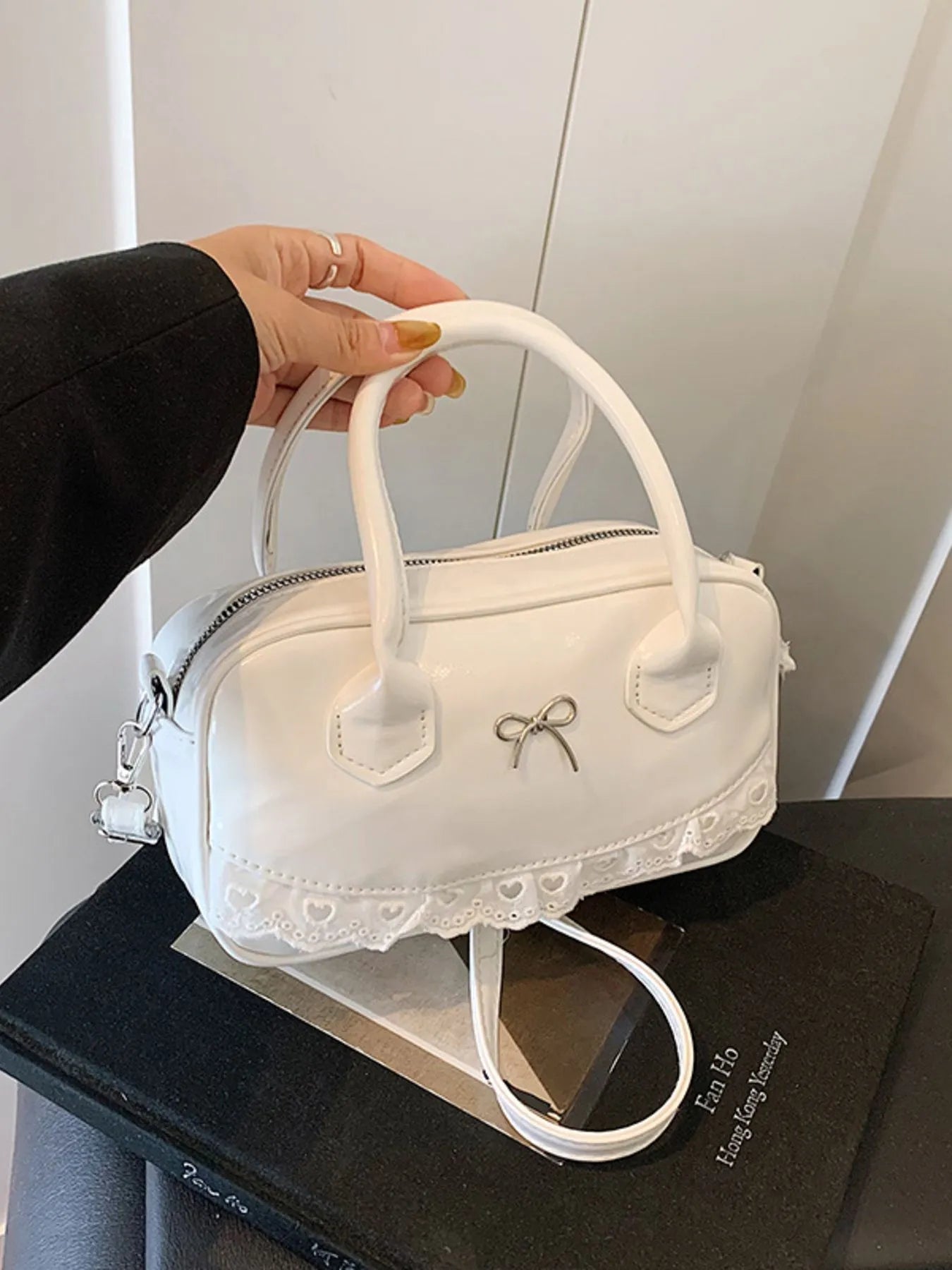 Lace Detail Bow Crossbody Bag Trendsi