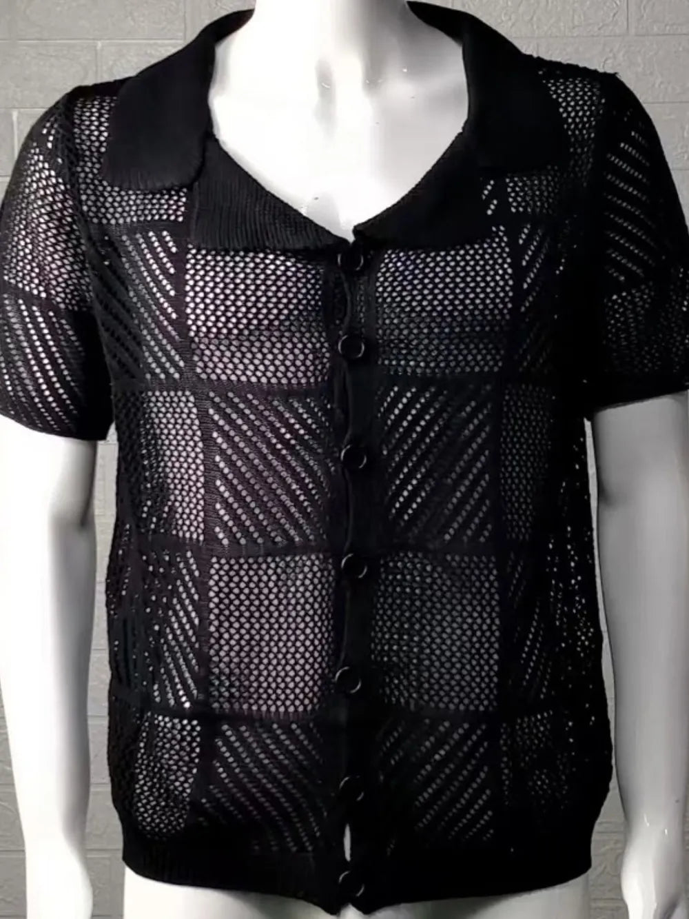 Men's Button Down Checkered Eyelet Shirt NicholesGifts