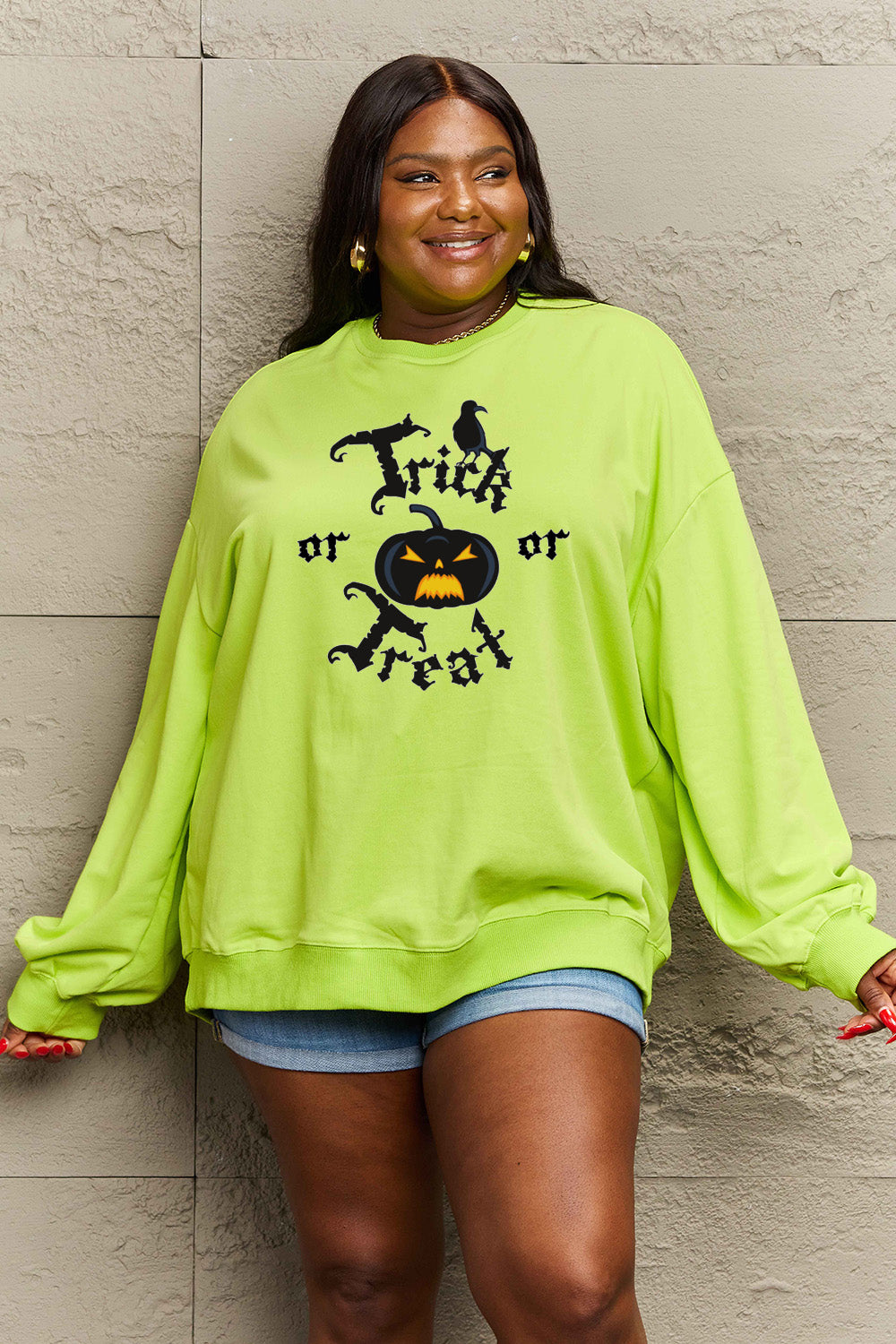 Simply Love Full Size TRICK OR TREAT Graphic Sweatshirt NicholesGifts