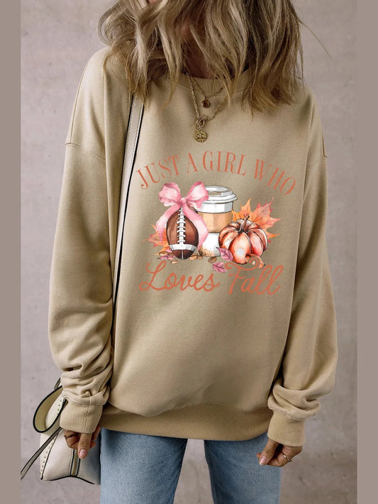 Graphic Round Neck Long Sleeve Sweatshirt Trendsi