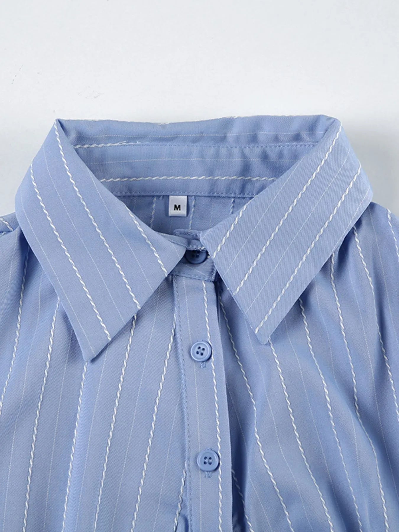 Striped Button-Down Collared Neck Shirt Trendsi
