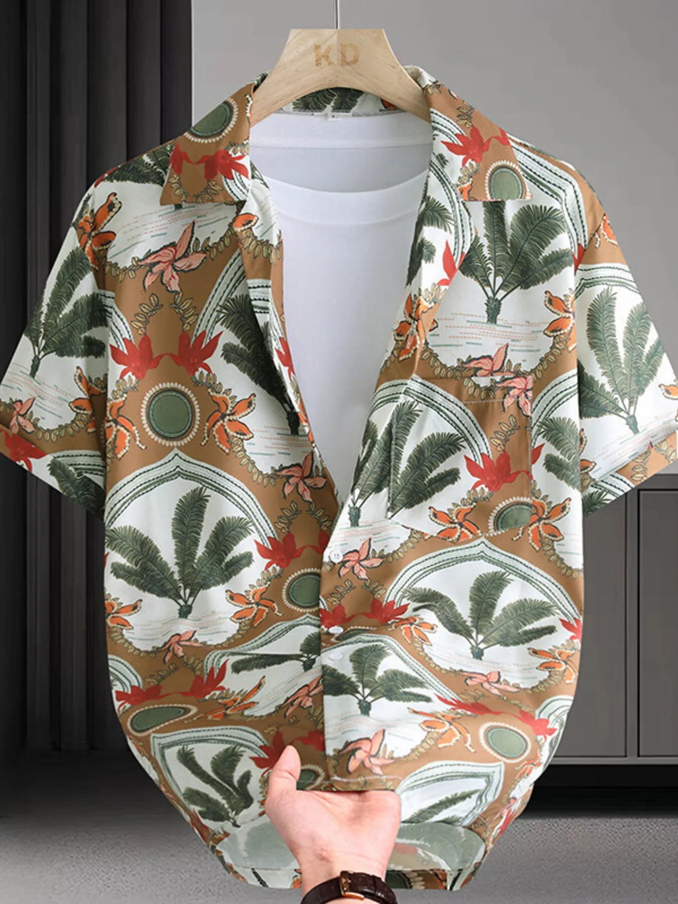 Men's Plus Size Printed Short Sleeve Casual Shirt NicholesGifts