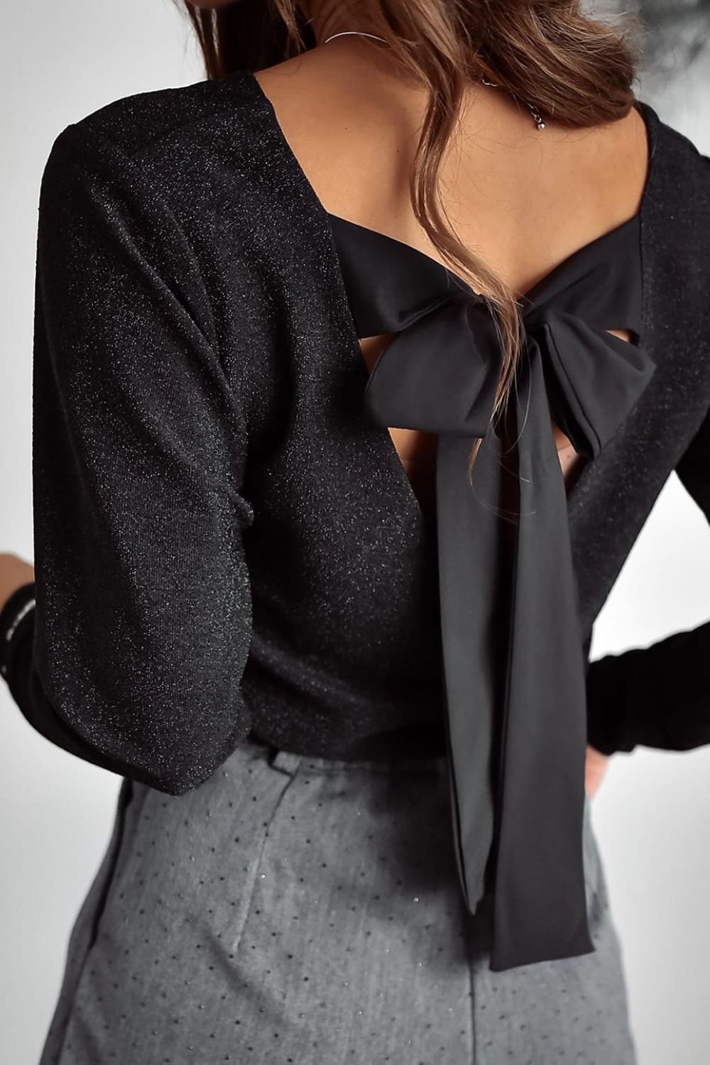 NicholesGifts Women Bowknot V-Neck Long Sleeve Blouse NicholesGifts