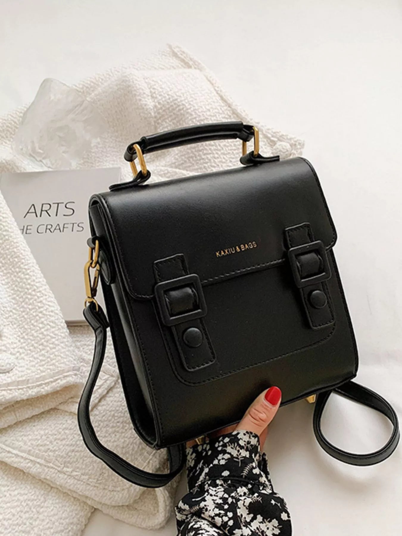 Double Buckle Square Backpack Bag nicholesgifts