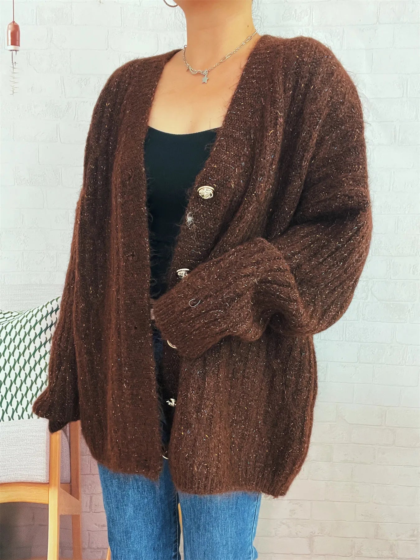 Cable Knit Button-Up Cardigan