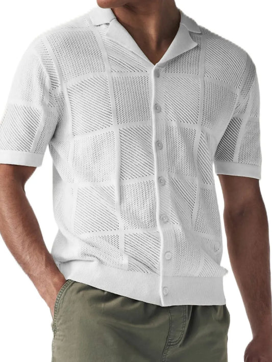 Men's Button Down Checkered Eyelet Shirt NicholesGifts