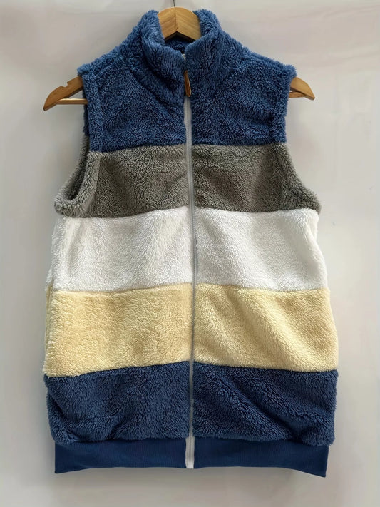 Color Block Zip Up Vest Coat nicholesgifts