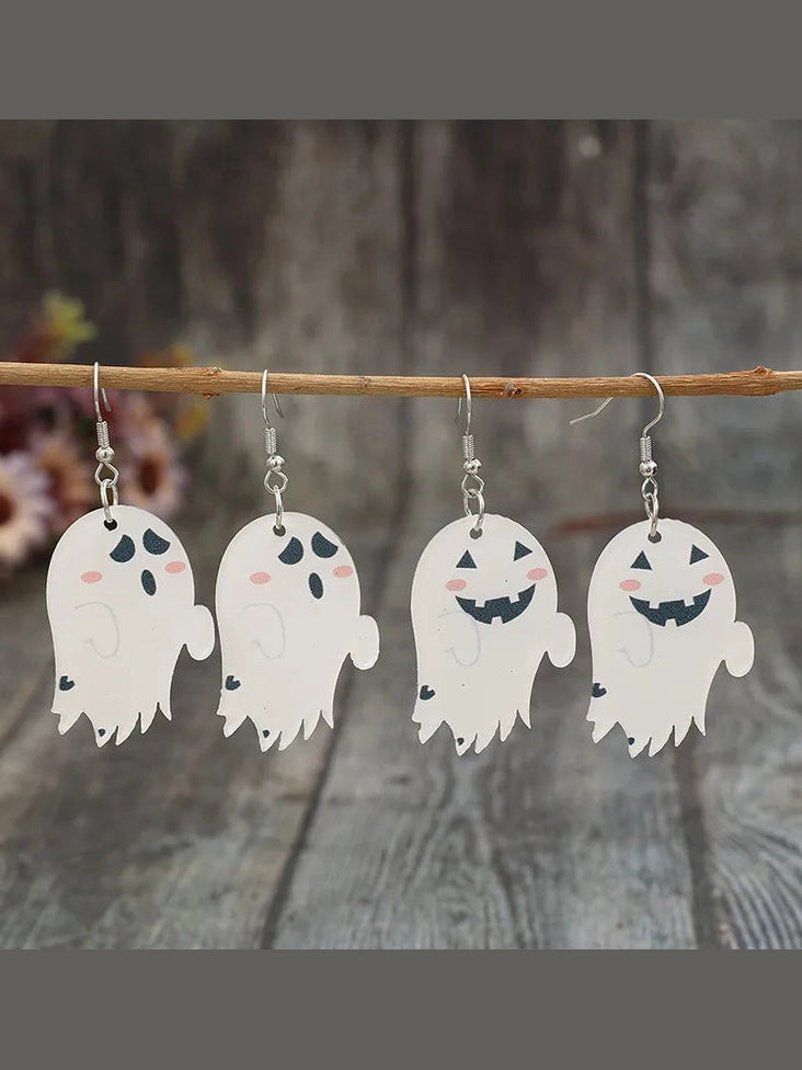 2 Piece Alloy Acrylic Ghost Dangle Earrings
