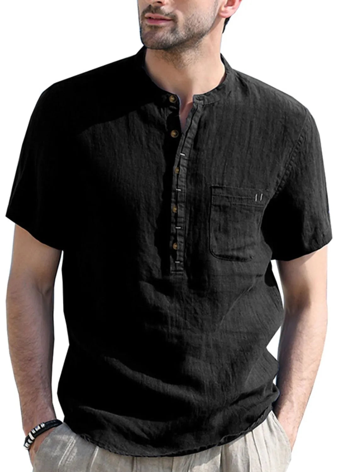 Men's Button Detail Short Sleeve Polo