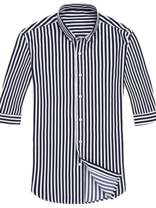Men's Plus Size Striped Button Up Long Sleeve Shirt NicholesGifts