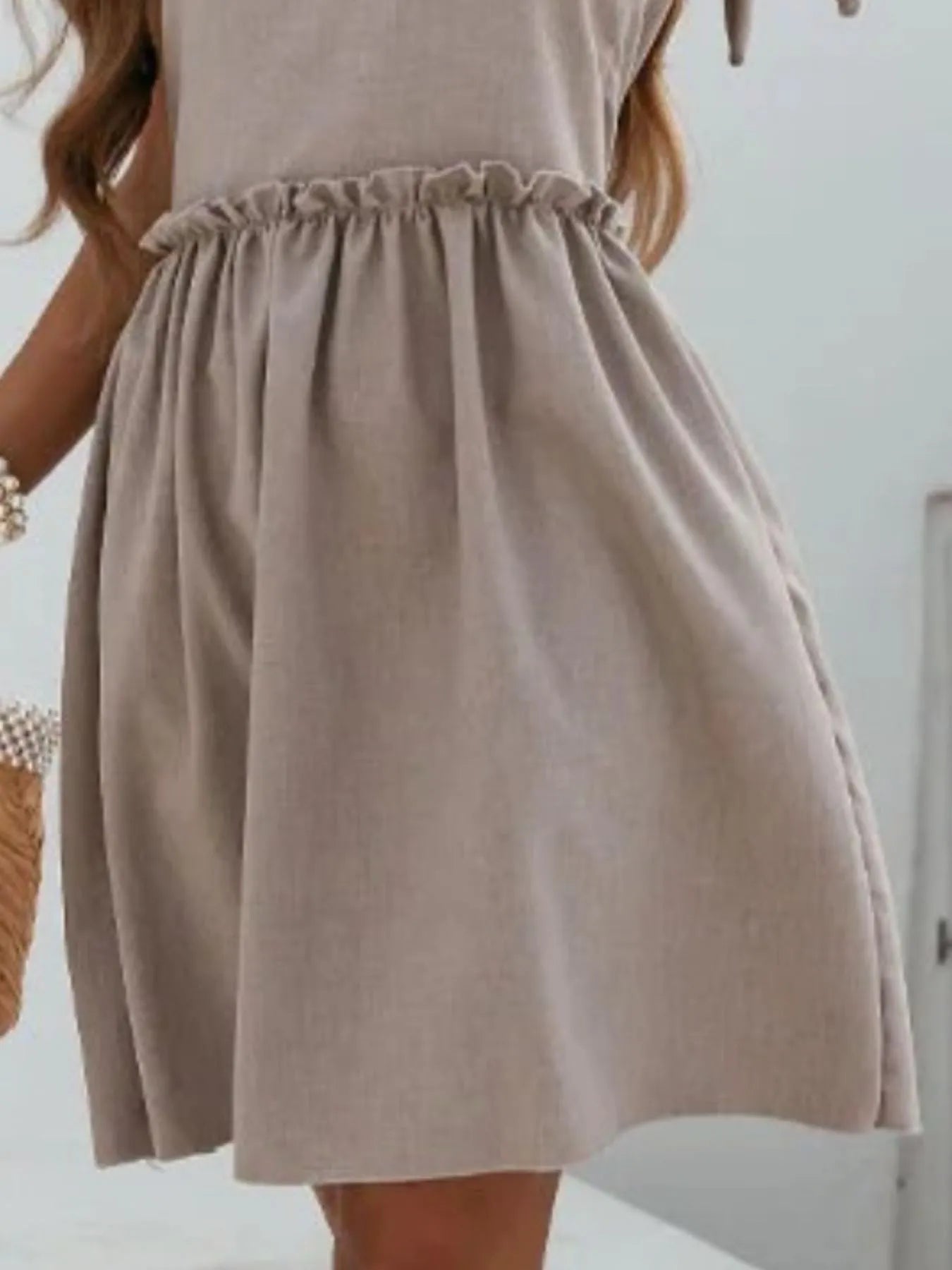 V-Neck Tie Shoulder Mini Dress Trendsi