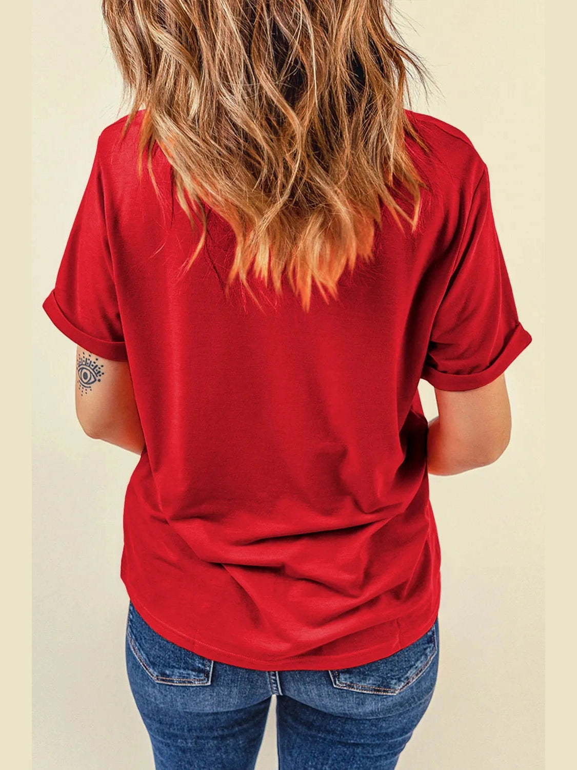 Sequin Christmas Tree Round Neck Short Sleeve T-Shirt NicholesGifts