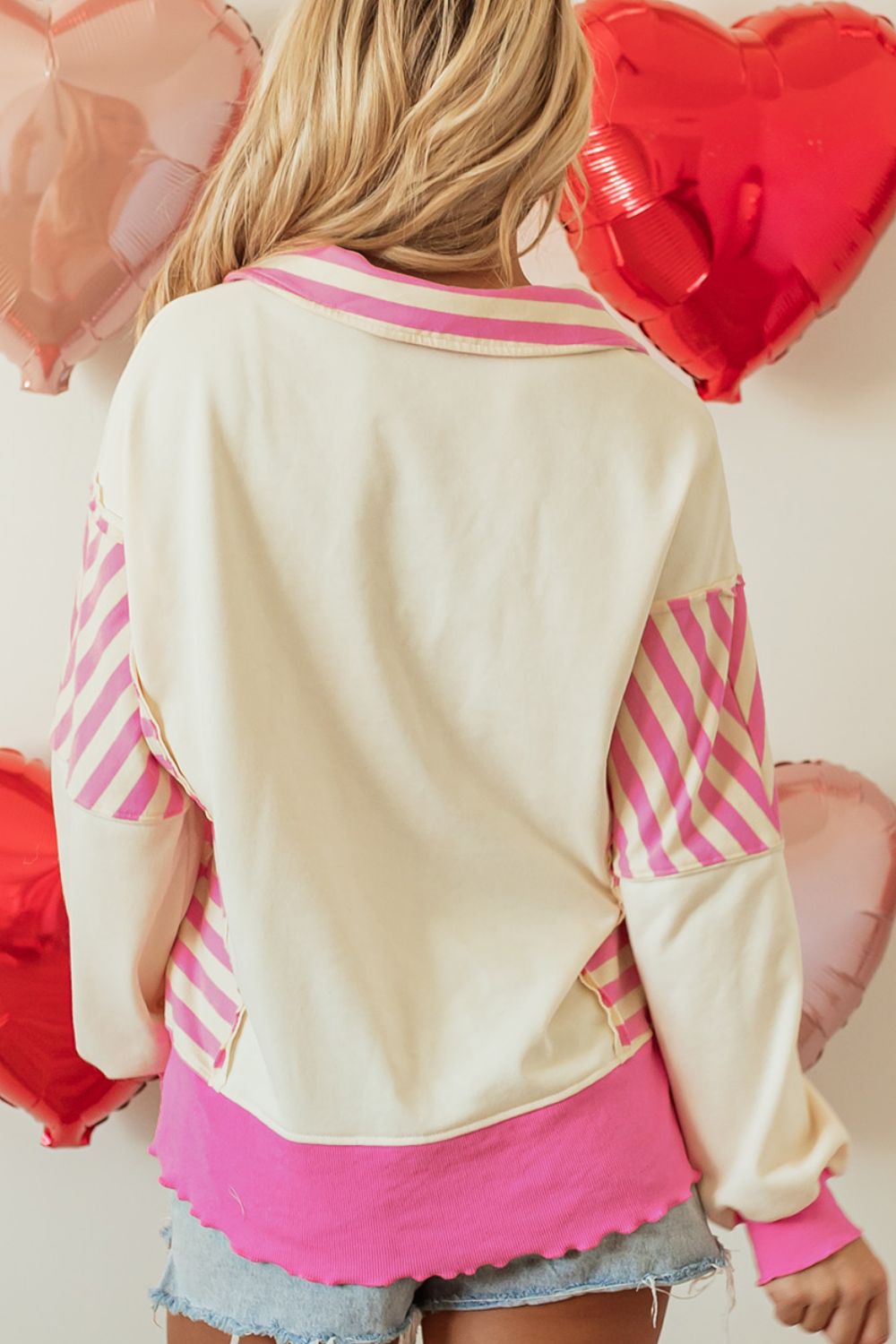 Women Valentine’s Day Sequin Heart Pattern Long Sleeve Sweatshirt NicholesGifts