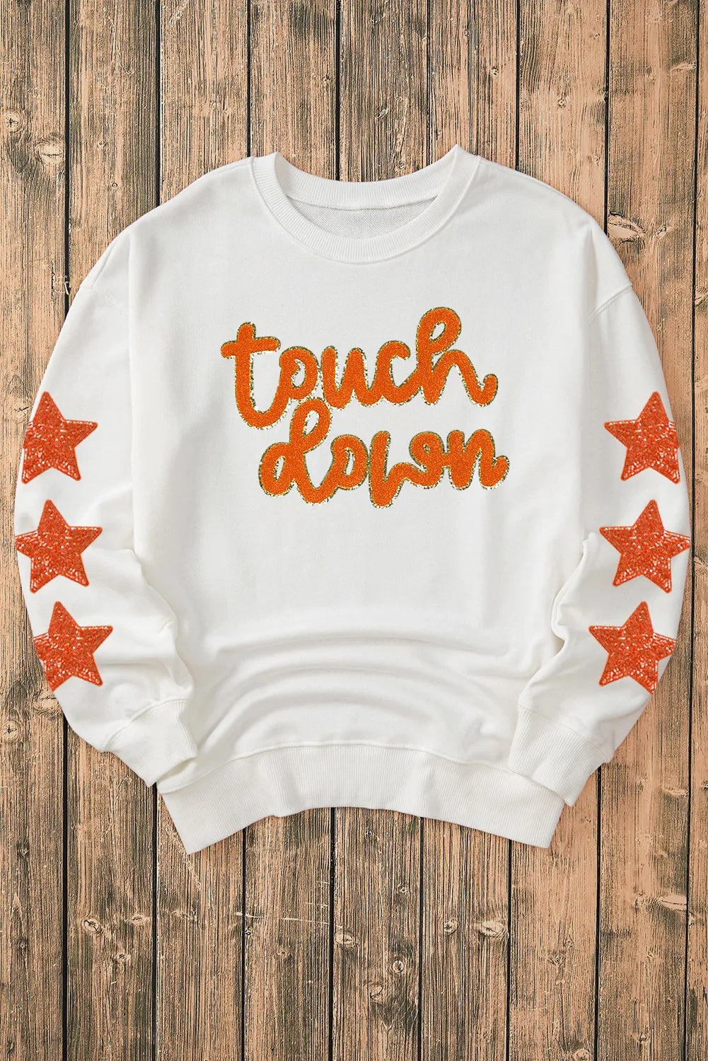 Letter & Star Round Neck Long Sleeve Sweatshirt NicholesGifts