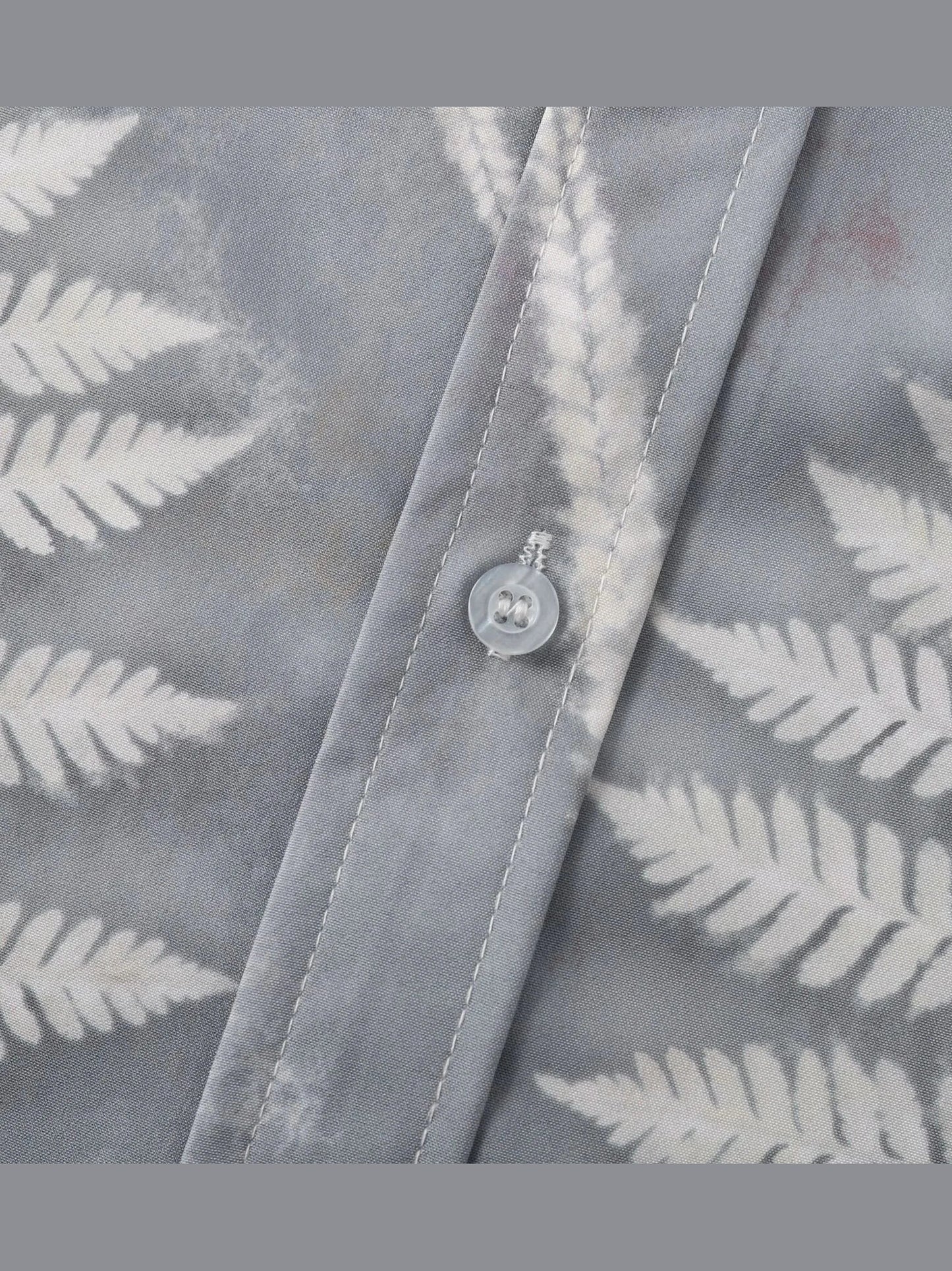 Men's Casual Fern Print Short Sleeve Button-Up Shirt Trendsi