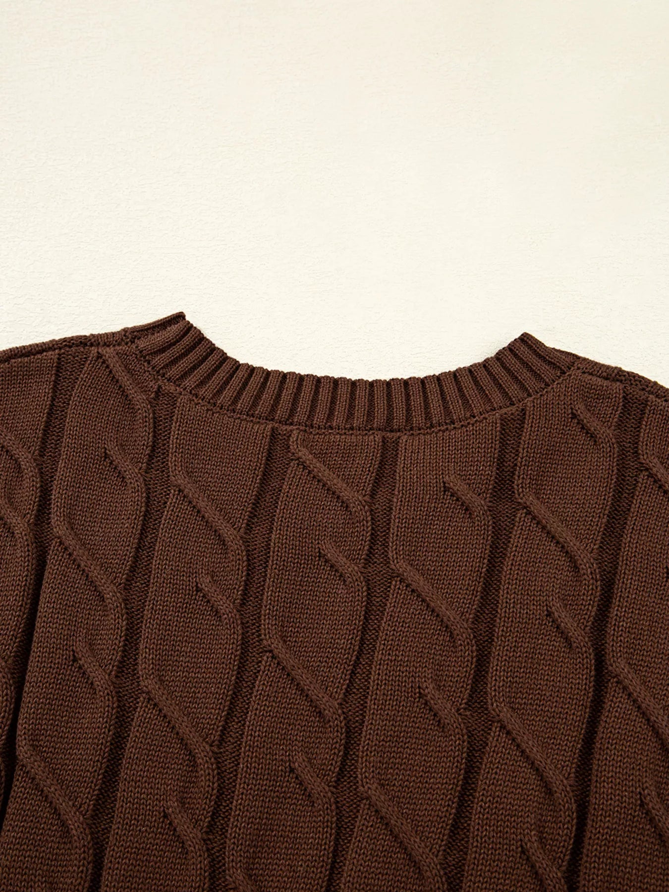 Cable Texture Crew Neck Short Sleeve Sweater Top